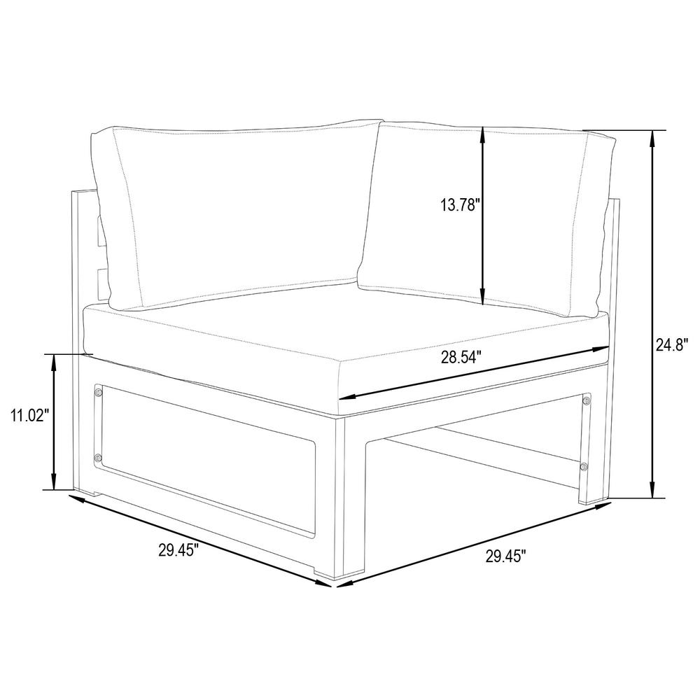 LeisureMod Chelsea 6-Piece Patio Sectional White Aluminum With Cushions - Black. Picture 15