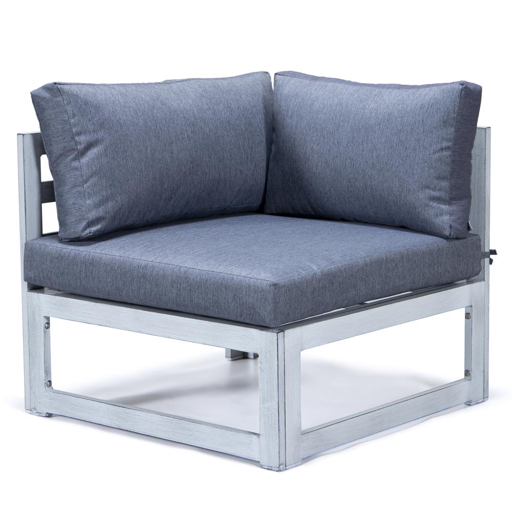 LeisureMod Chelsea 6-Piece Patio Sectional Weathered Grey Aluminum With Cushions in Blue. Picture 14