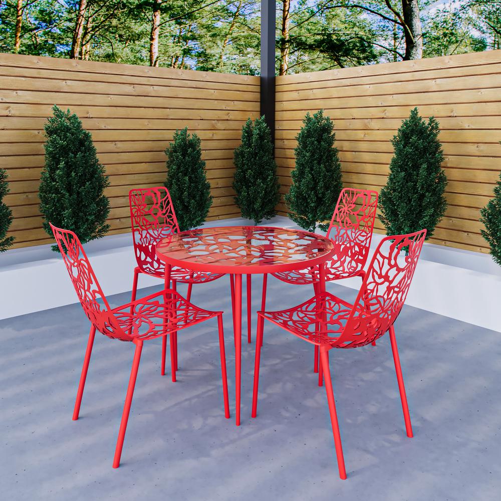 5-Piece Aluminum Outdoor Patio Dining Set with Tempered Glass Top Table. Picture 9