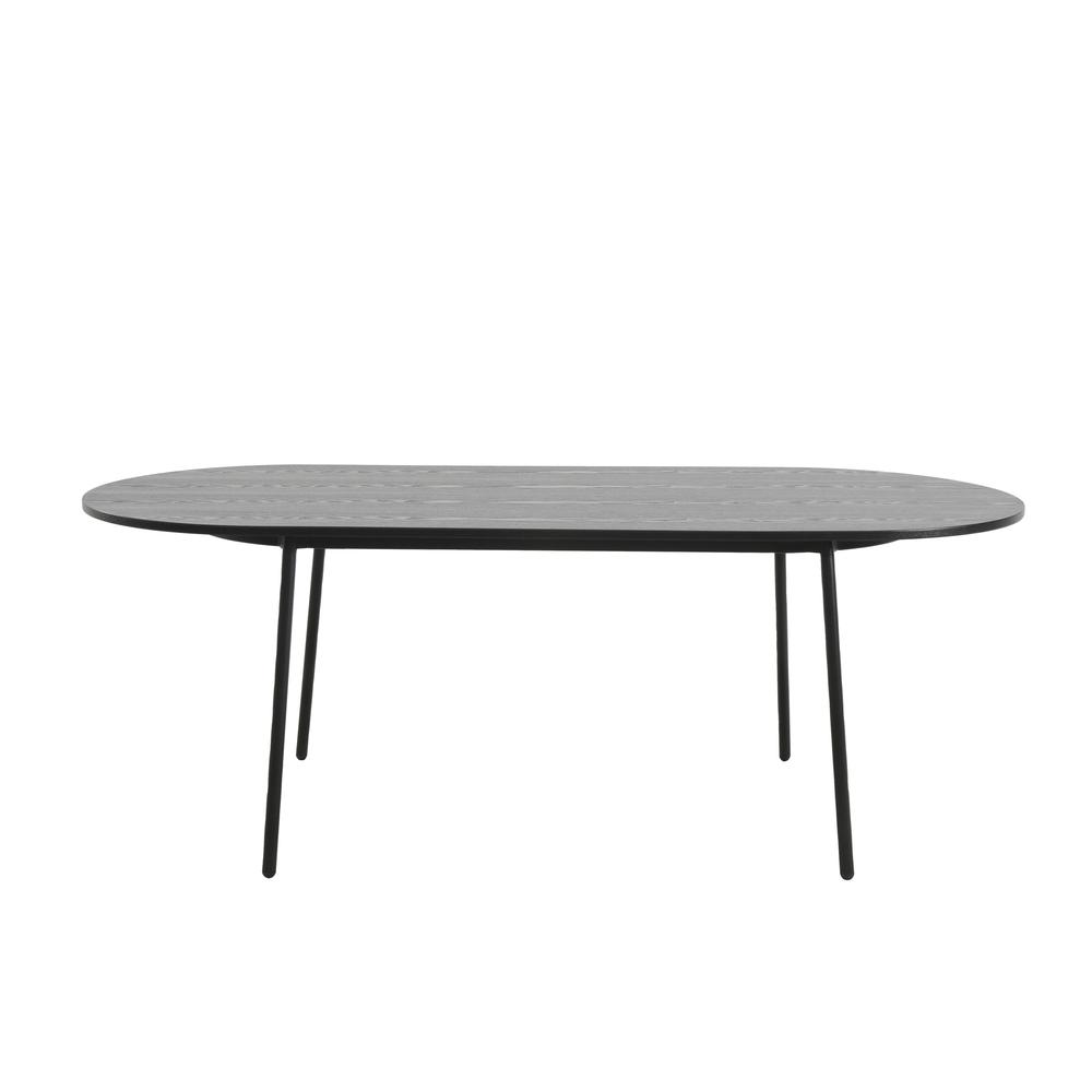 83" Oval Dining Table with MDF Top and Black Steel Legs. Picture 4