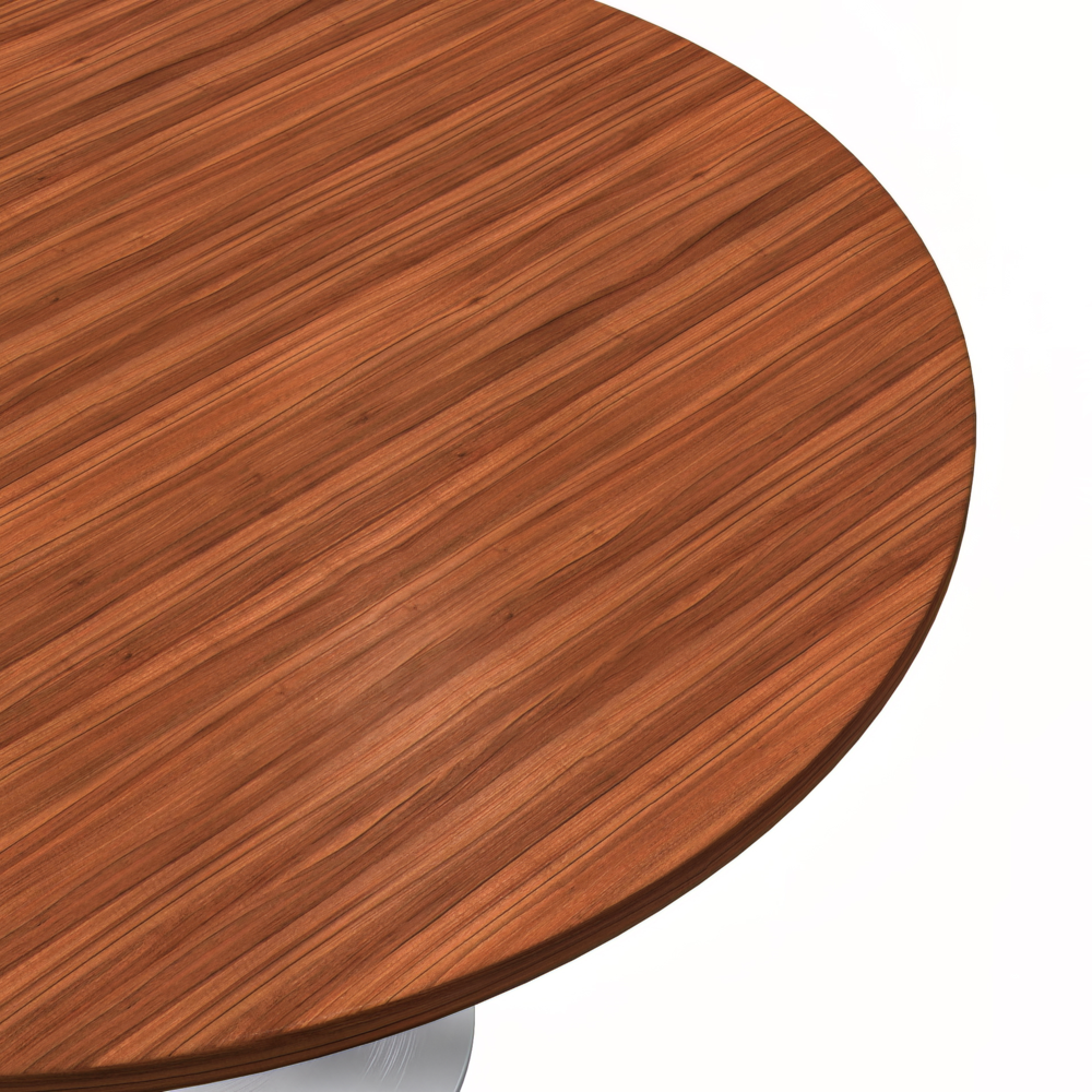 Verve 48 Round Dining Table, White Base with Cognac Brown MDF Top. Picture 6