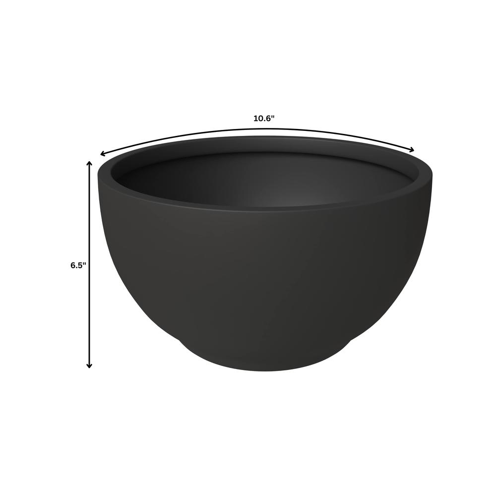 Grove Series Hemisphere Poly Clay Planter in Black 10.6 Dia, 5.9 High. Picture 4