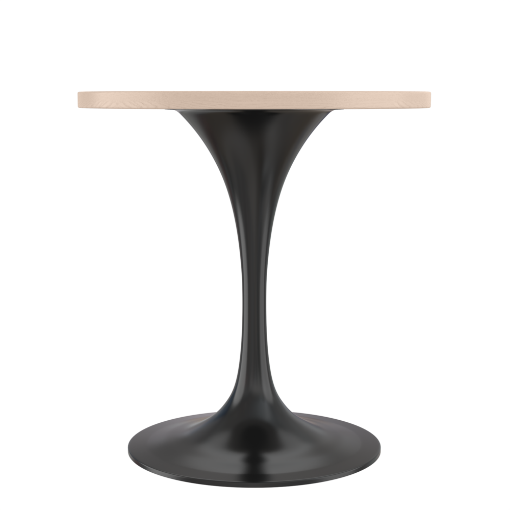 27 Round Dining Table, Black Base with Light Natural Wood MDF Top. Picture 3