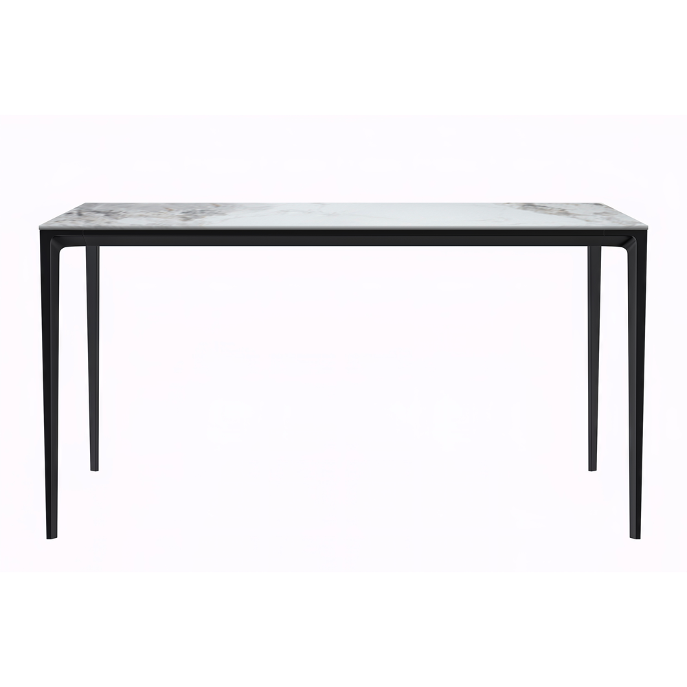 Modern Dining Table Black Base, With 55 Medium Grey Sintered Stone Top. Picture 1