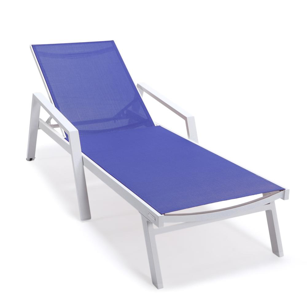 White Aluminum Outdoor Patio Chaise Lounge Chair With Arms. Picture 4