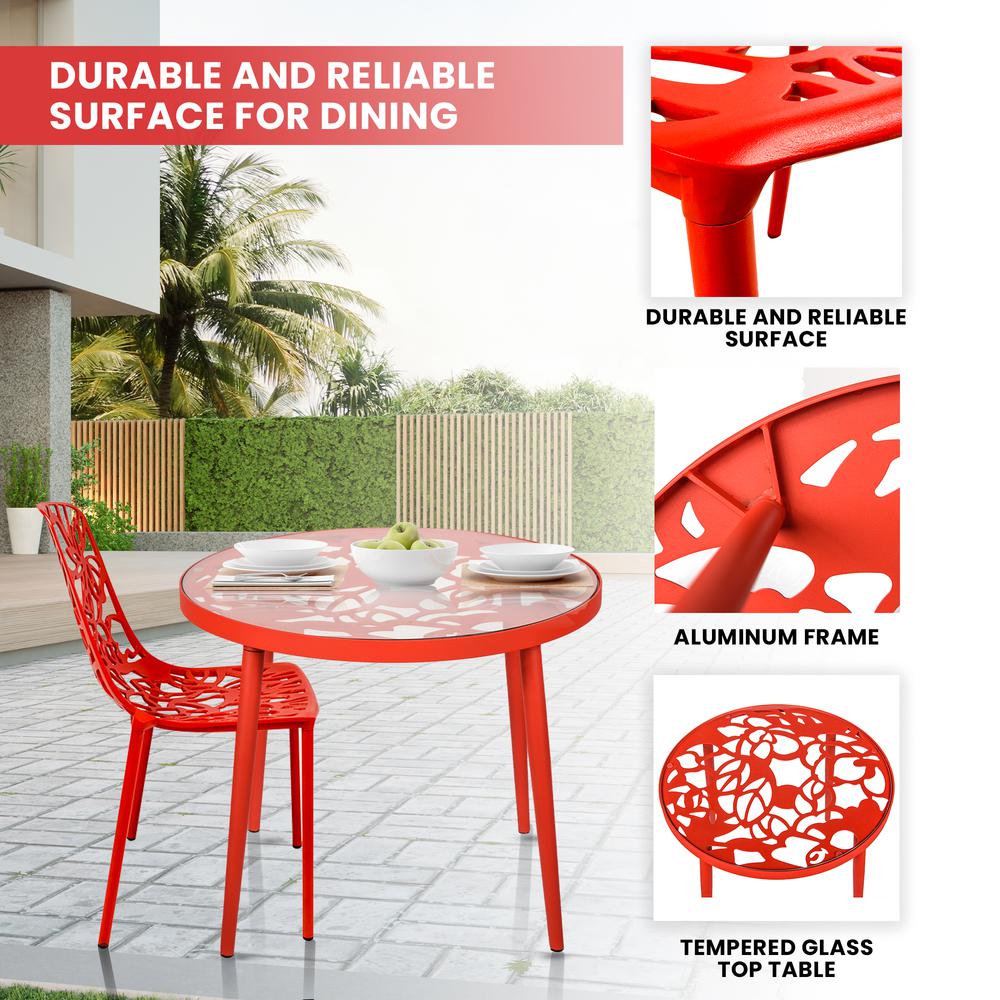 3-Piece Aluminum Outdoor Patio Dining Set with Tempered Glass Top Table. Picture 7