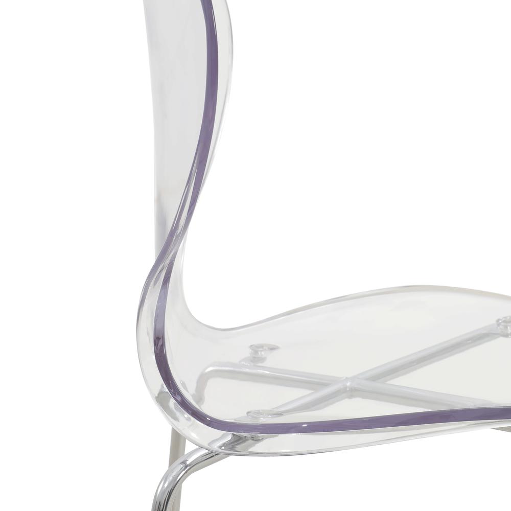 Oyster Acrylic Barstool with Steel Frame in Chrome Finish. Picture 6