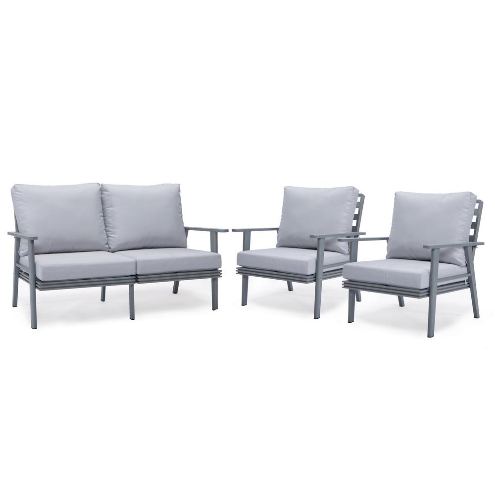 3-Piece Outdoor Patio Set with Grey Aluminum Frame. Picture 1