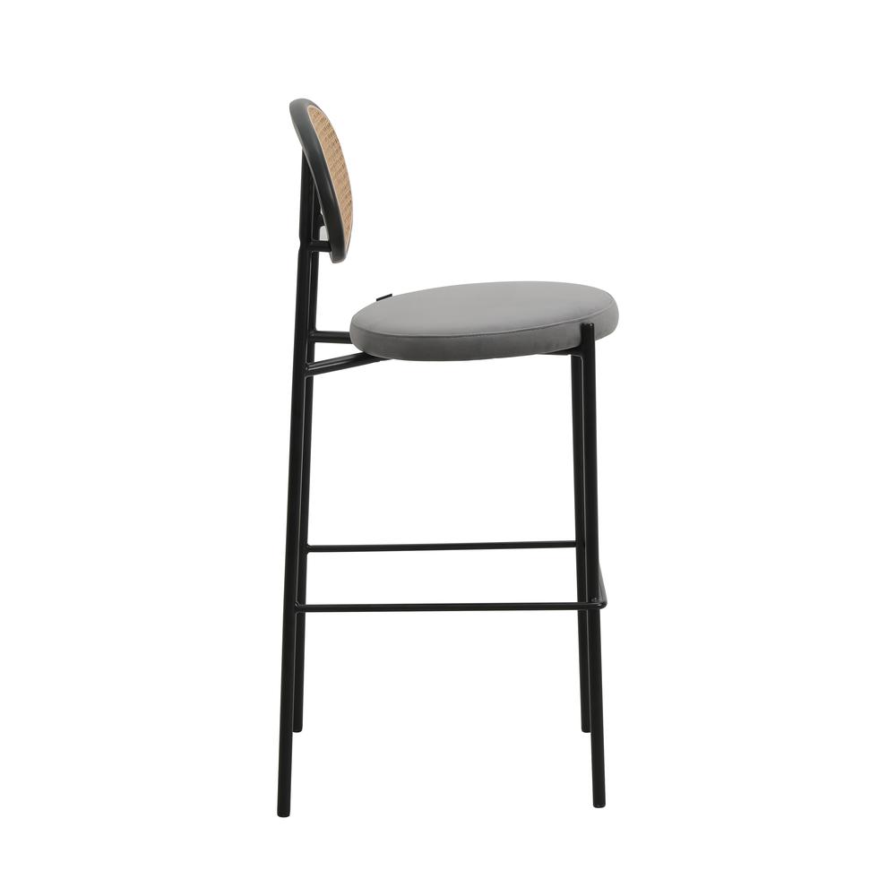 Euston Modern Wicker Bar Stool With Black Steel Frame, Set of 2. Picture 3