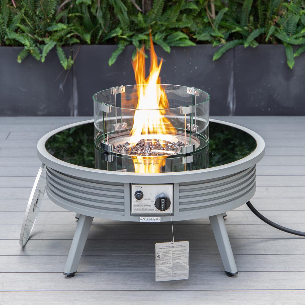 Aluminum Round Slats Design Fire Pit Side Table with Lid. Picture 10