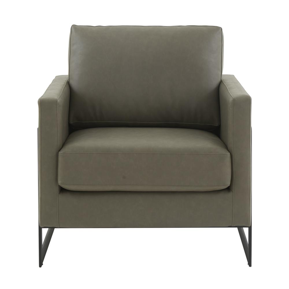 Leather Accent Armchair With Black Steel Frame. Picture 2