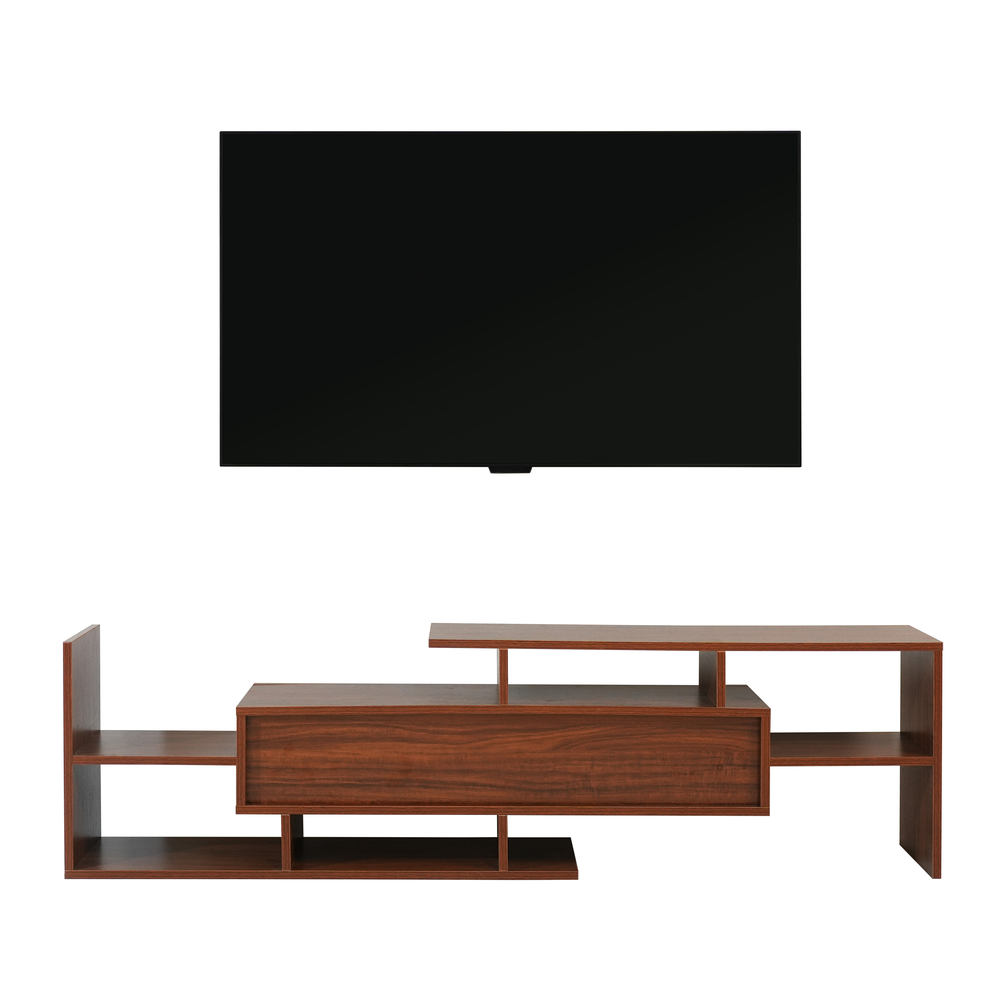 LeisureMod Surrey Modern TV Stand with MDF Shelves and Bookcase. Picture 8
