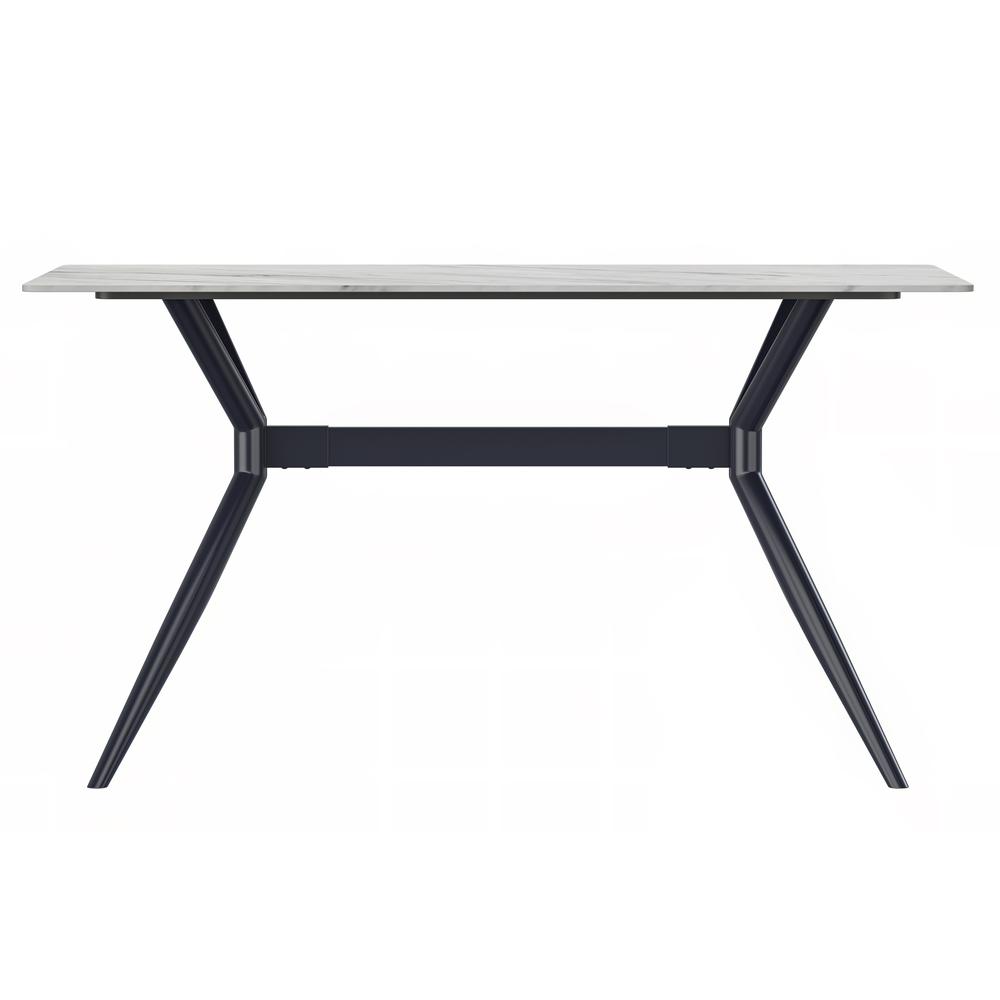 Elega Series Black Stainless Steel Dining Table 55 With White Sintered Stone Top. Picture 2