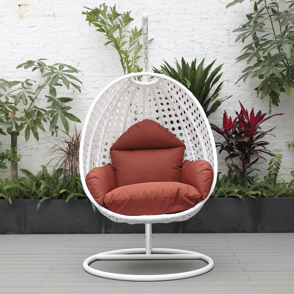 White Wicker Hanging Egg Swing Chair. Picture 4