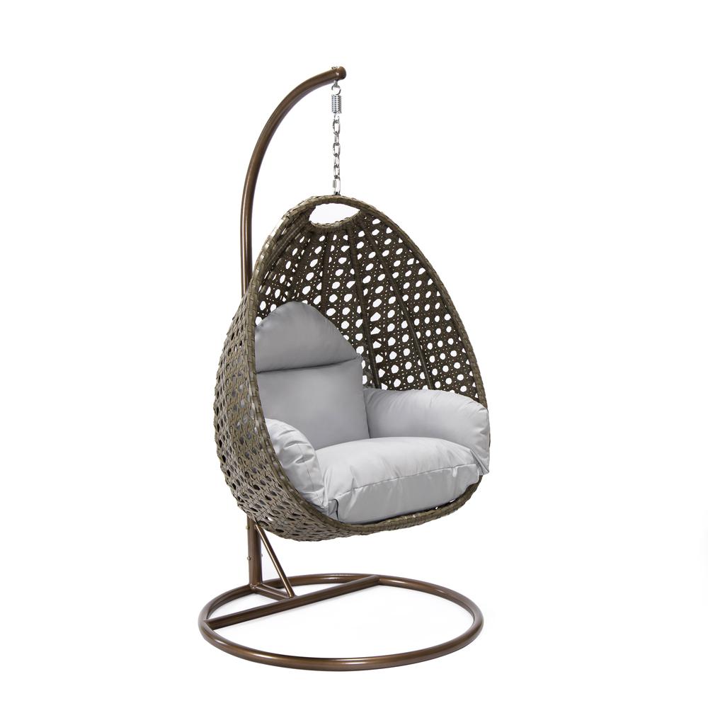 Beige Wicker Hanging Egg Swing Chair. Picture 2