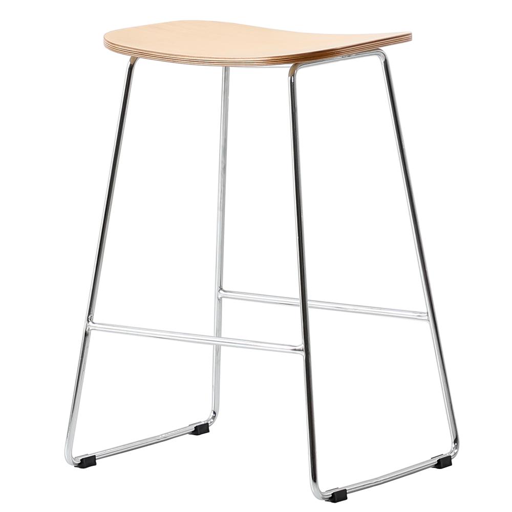 Melrose Modern Wood Counter Stool With Chrome Frame. Picture 1
