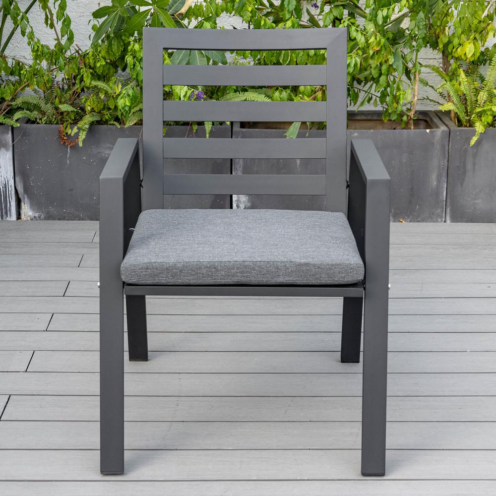 Aluminum Outdoor Dining Table 87 With 8 Chairs and Charcoal Black Cushions. Picture 11
