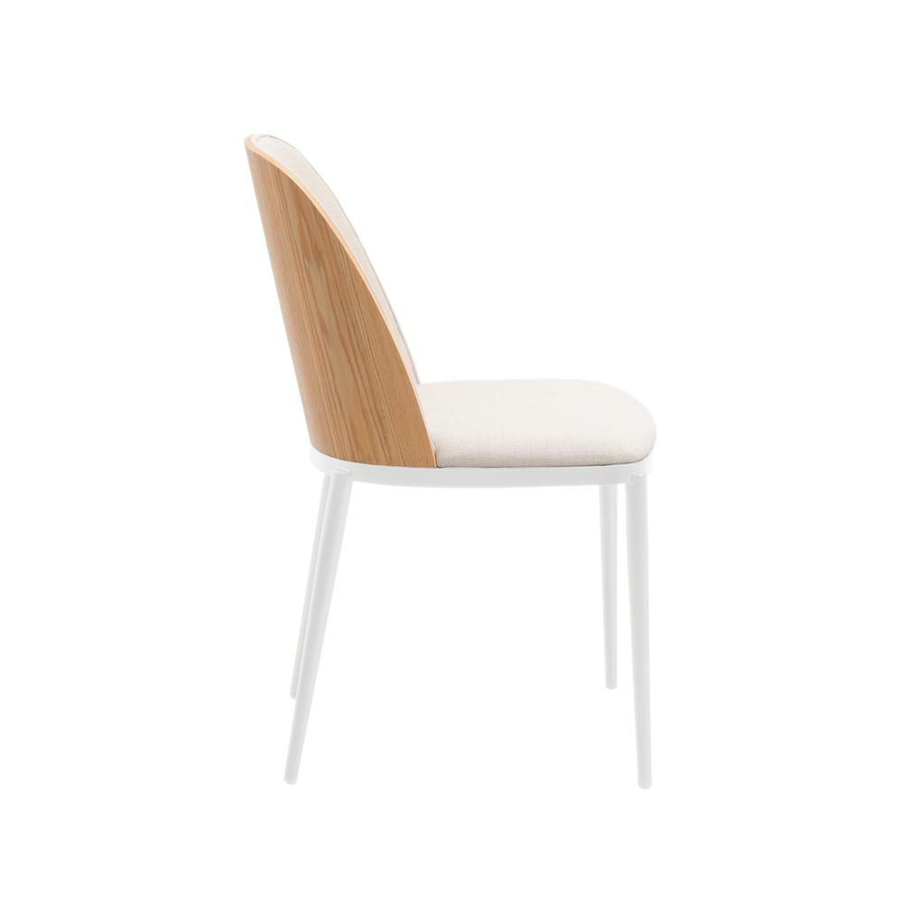 Dining Side Chair with Velvet Seat and White Powder-Coated Steel Frame. Picture 3