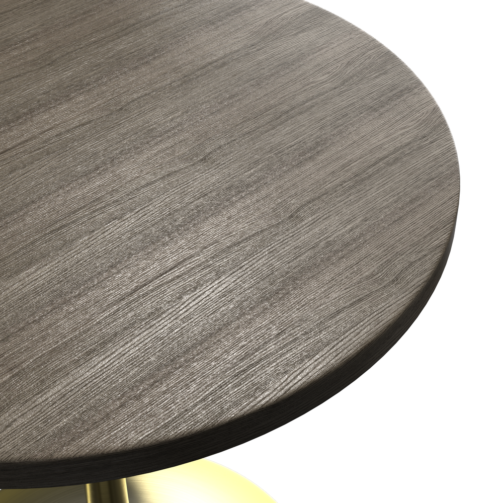 Verve 27" Round Dining Table, Brushed Gold Base with Dark Maple MDF Top. Picture 15