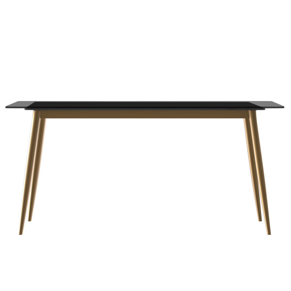 Zayle Series Modern Dining Table Brushed Gold Base, With 71 Clear Glass Top. Picture 1