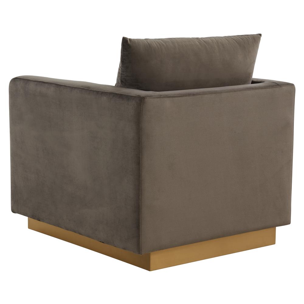 LeisureMod Nervo Velvet Accent Armchair With Gold Frame, Dark Grey. Picture 5
