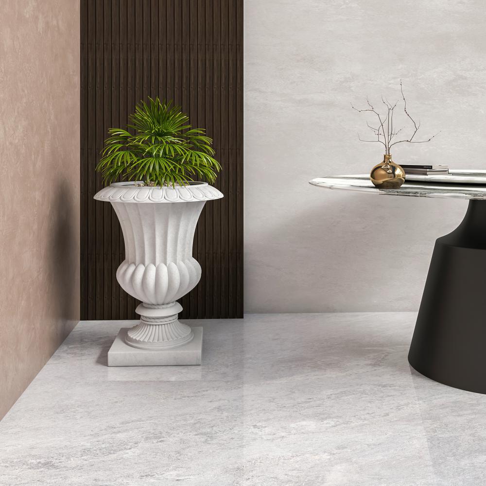 Lotus Series Poly Stone Planter in White, 20 Dia, 28 High. Picture 6