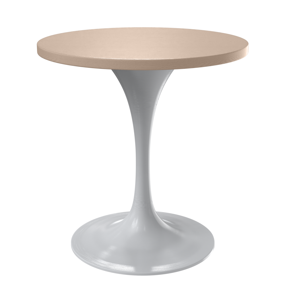 Verve 27 Round Dining Table, White Base with Light Natural Wood MDF Top. Picture 1
