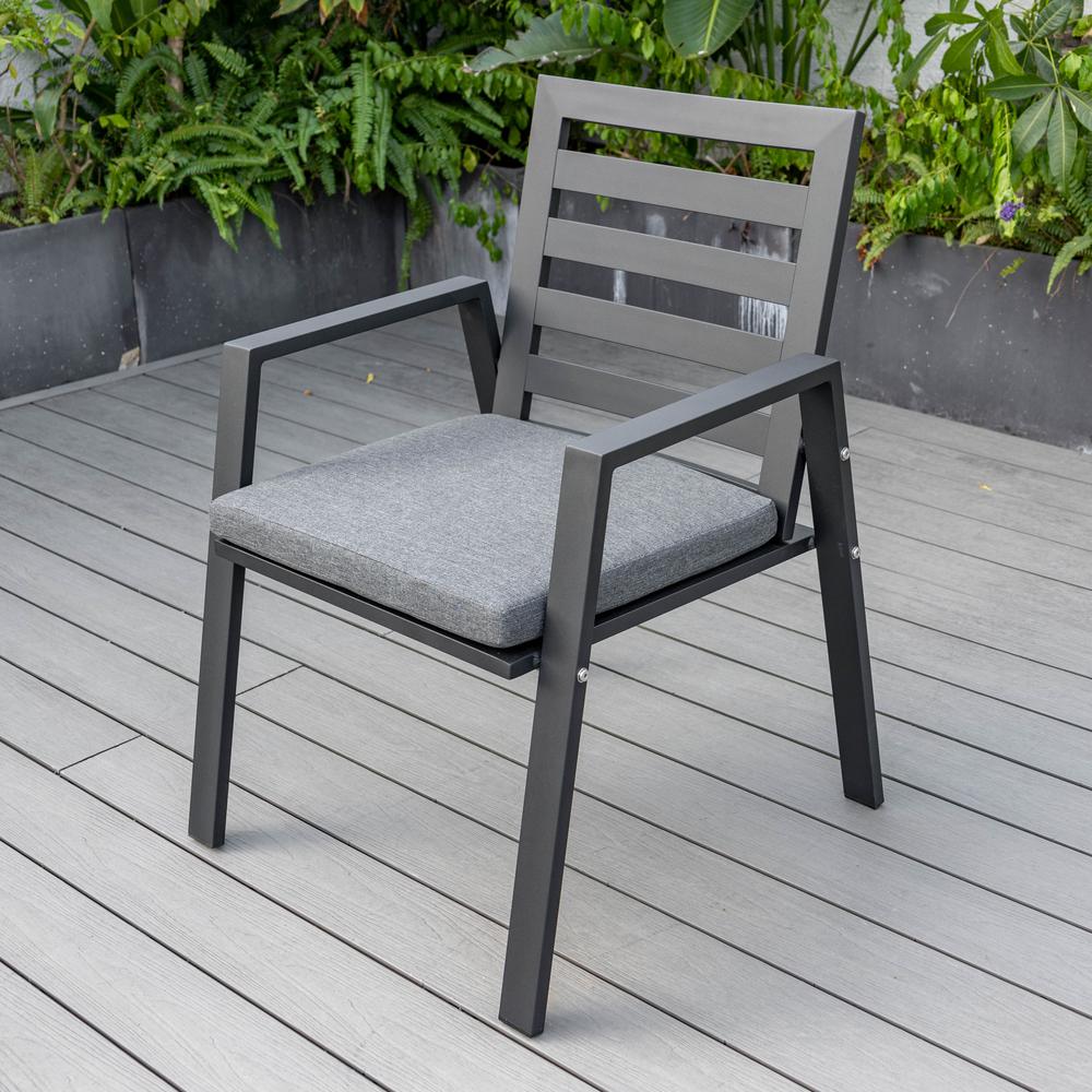 Chelsea Aluminum Outdoor Dining Table With 8 Chairs and Charcoal Black Cushions. Picture 11