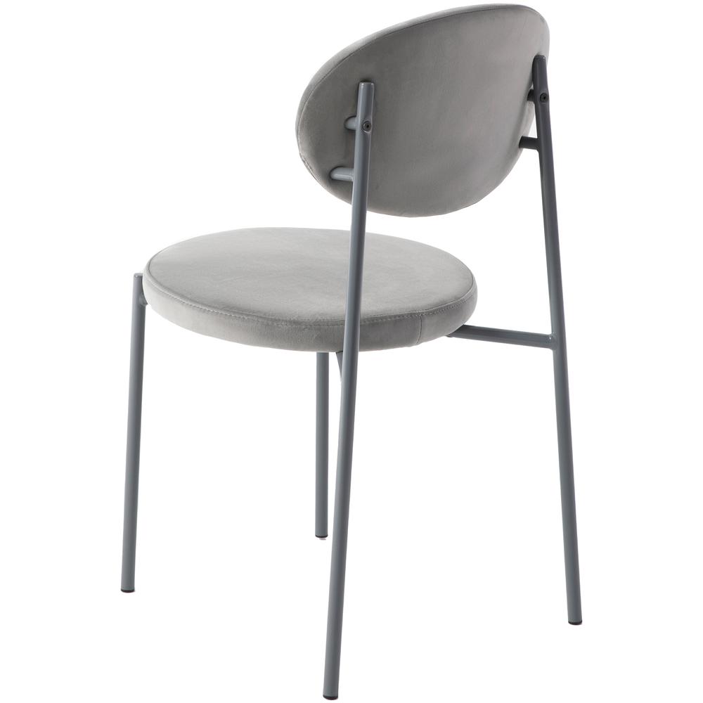 Euston Modern Velvet Dining Chair with Grey Steel Frame. Picture 4