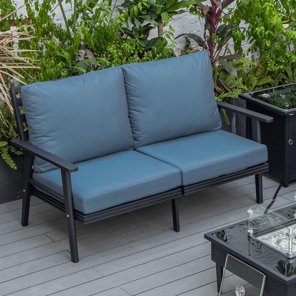 Outdoor Patio Loveseat with Black Aluminum Frame. Picture 11