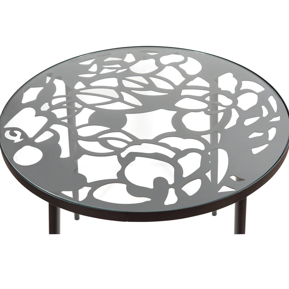 Devon Tree Design Glass Top Aluminum Base Indoor Outdoor Bistro Dining Table. Picture 3