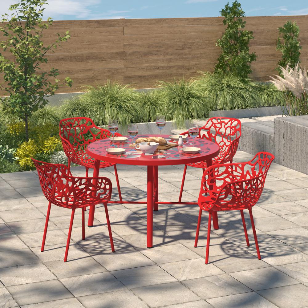 Devon Tree Design Glass Top Aluminum Base Indoor Outdoor Dining Table. Picture 4