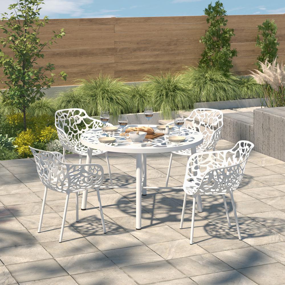 Devon Tree Design Glass Top Aluminum Base Indoor Outdoor Dining Table. Picture 7