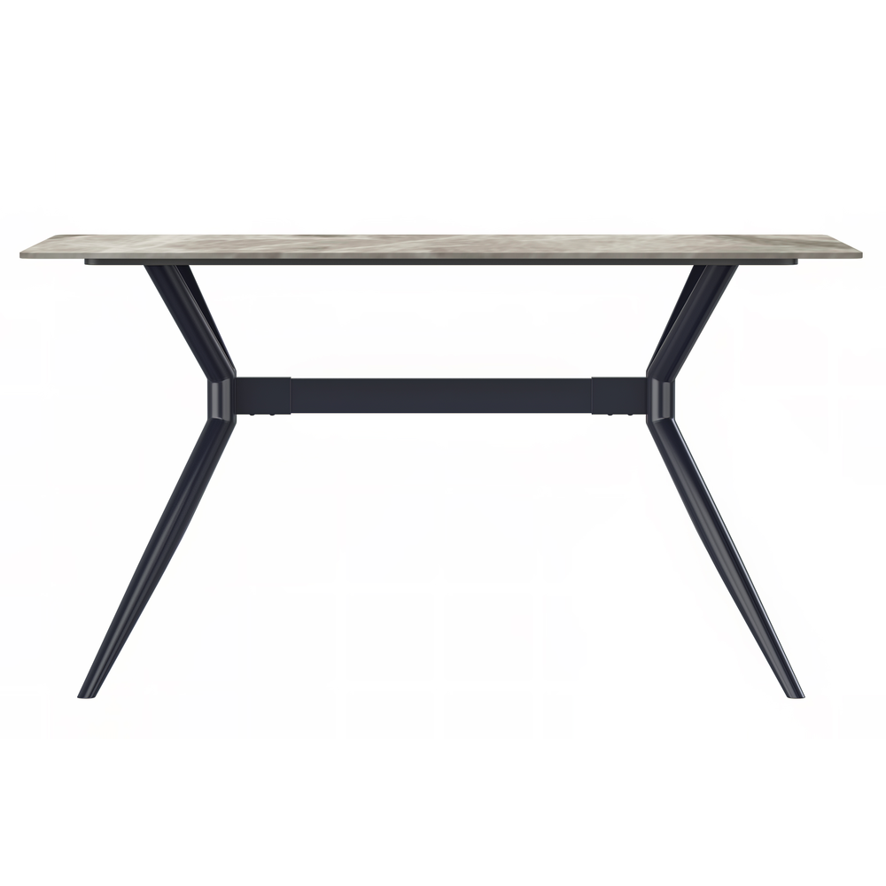 Black Stainless Steel Dining Table 55 With Deep Grey Sintered Stone Top. Picture 1