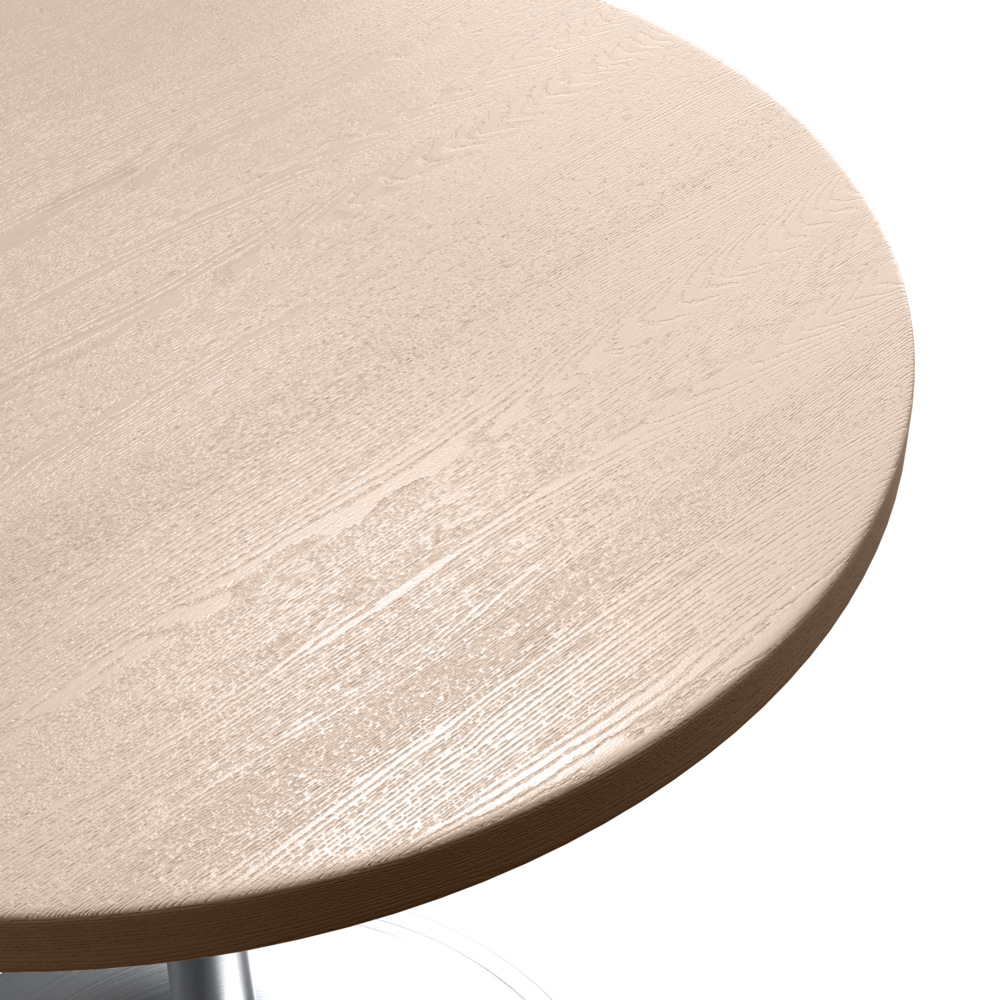 Verve 27" Round Dining Table, Brushed Chrome Base with Light Natural Wood Top. Picture 5