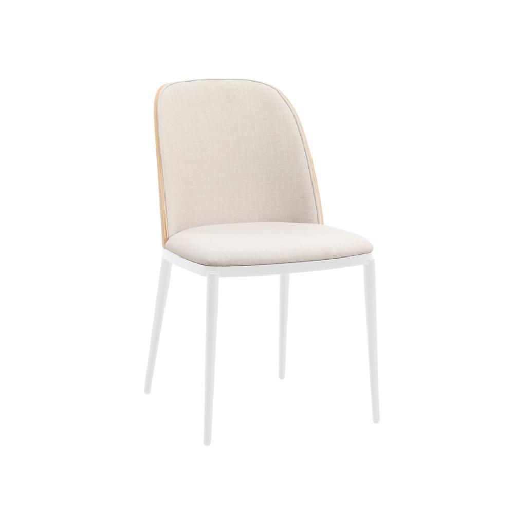 Dining Side Chair with Velvet Seat and White Powder-Coated Steel Frame. Picture 1