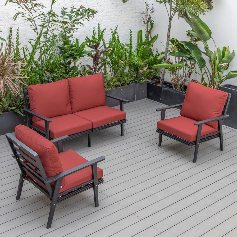 3-Piece Outdoor Patio Set with Black Aluminum Frame. Picture 7
