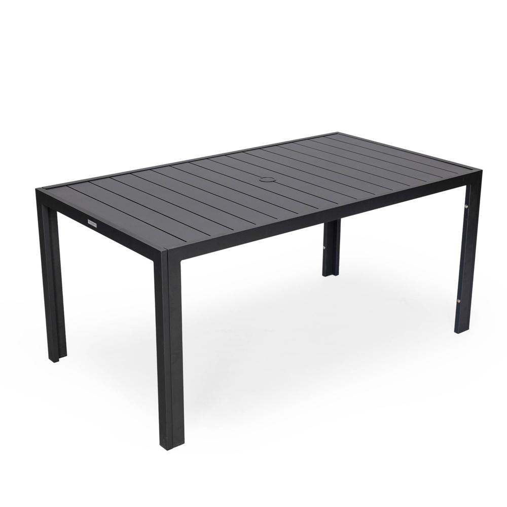 Chelsea Aluminum Outdoor Dining Table With 8 Chairs and Charcoal Black Cushions. Picture 10