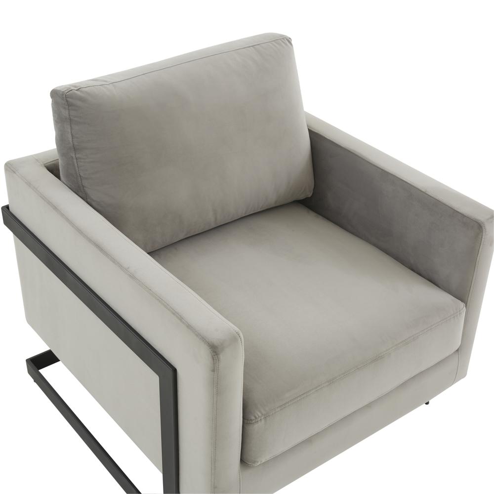 Velvet Accent Armchair With Black Steel Frame. Picture 5