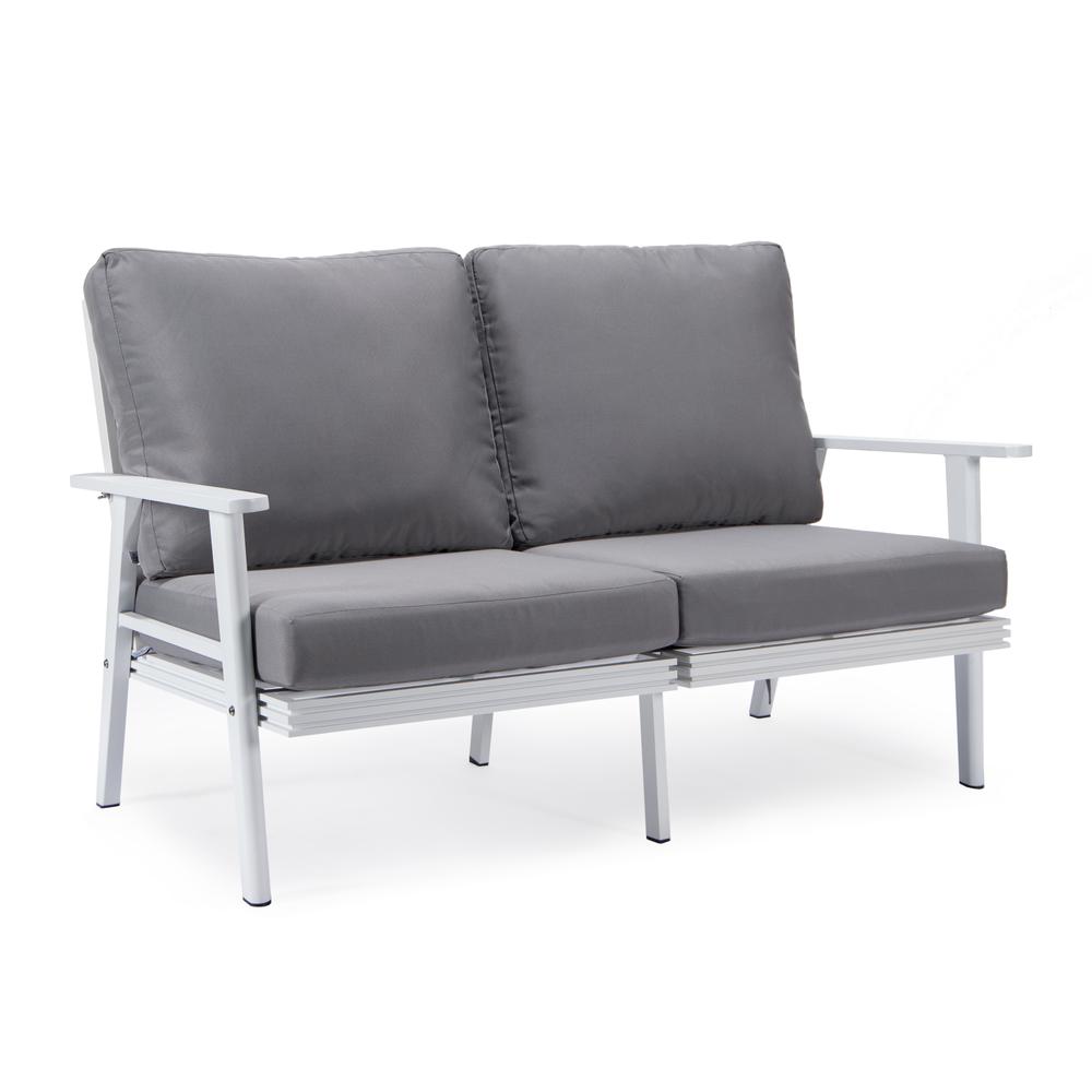 Outdoor Patio Loveseat with White Aluminum Frame. Picture 1