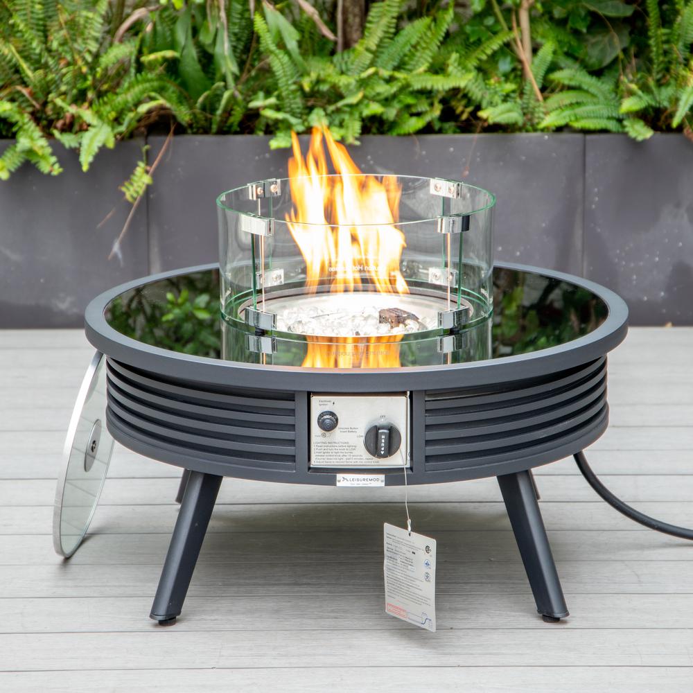 Aluminum Round Slats Design Fire Pit Side Table with Lid. Picture 15