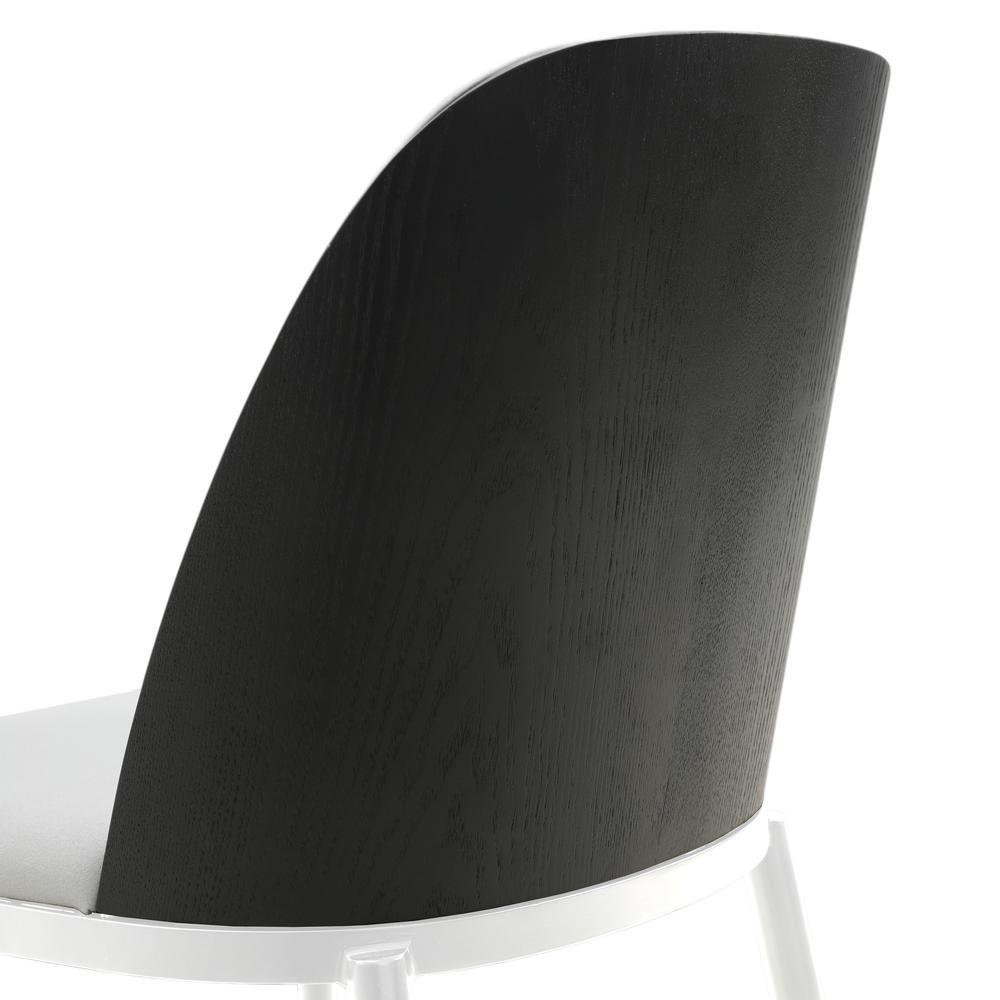 Dining Side Chair with Velvet Seat and White Powder-Coated Steel Frame. Picture 8