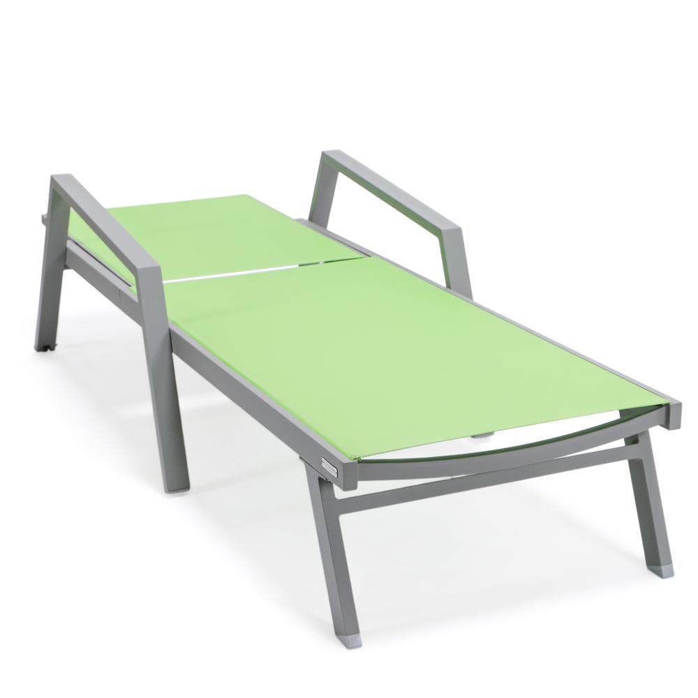 Marlin Patio Chaise Lounge Chair With Armrests in Grey Aluminum Frame. Picture 3