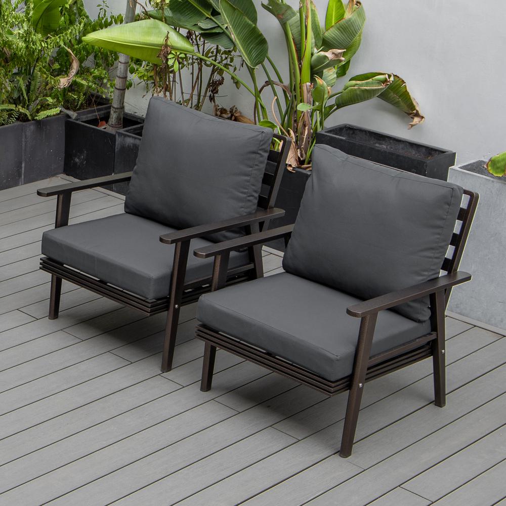 Walbrooke Modern Brown Patio Arm Chair, Set of 2. Picture 6