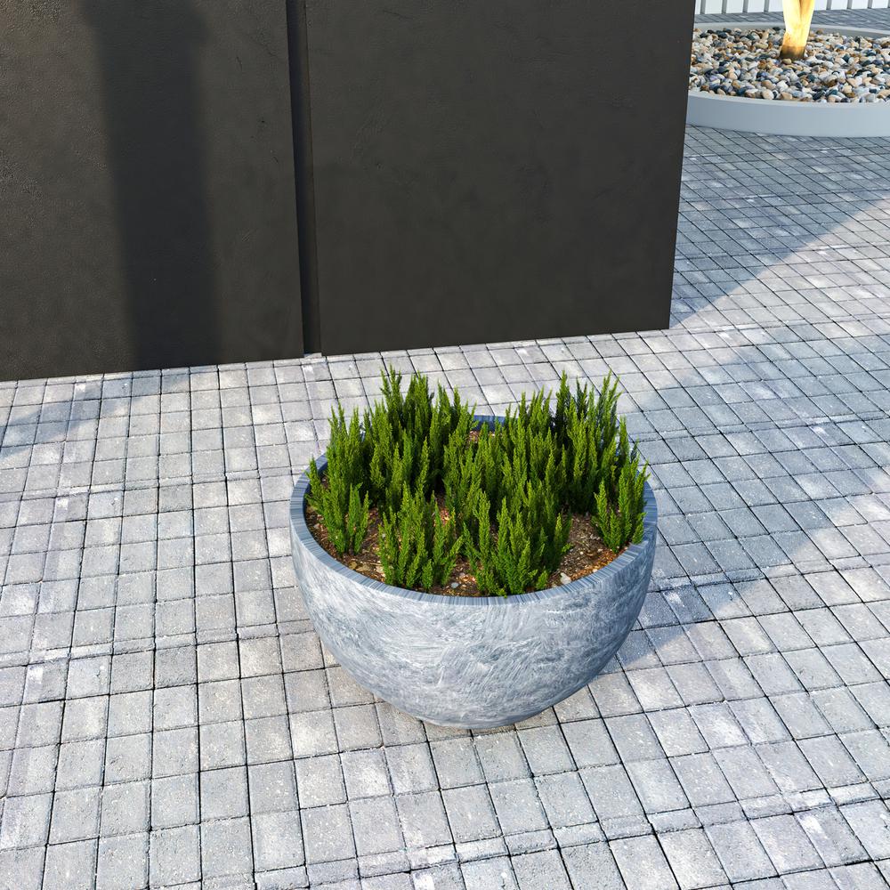 Grove Series Hemisphere Poly Clay Planter in Aged Concrete 10.6 Dia, 5.9 High. Picture 7