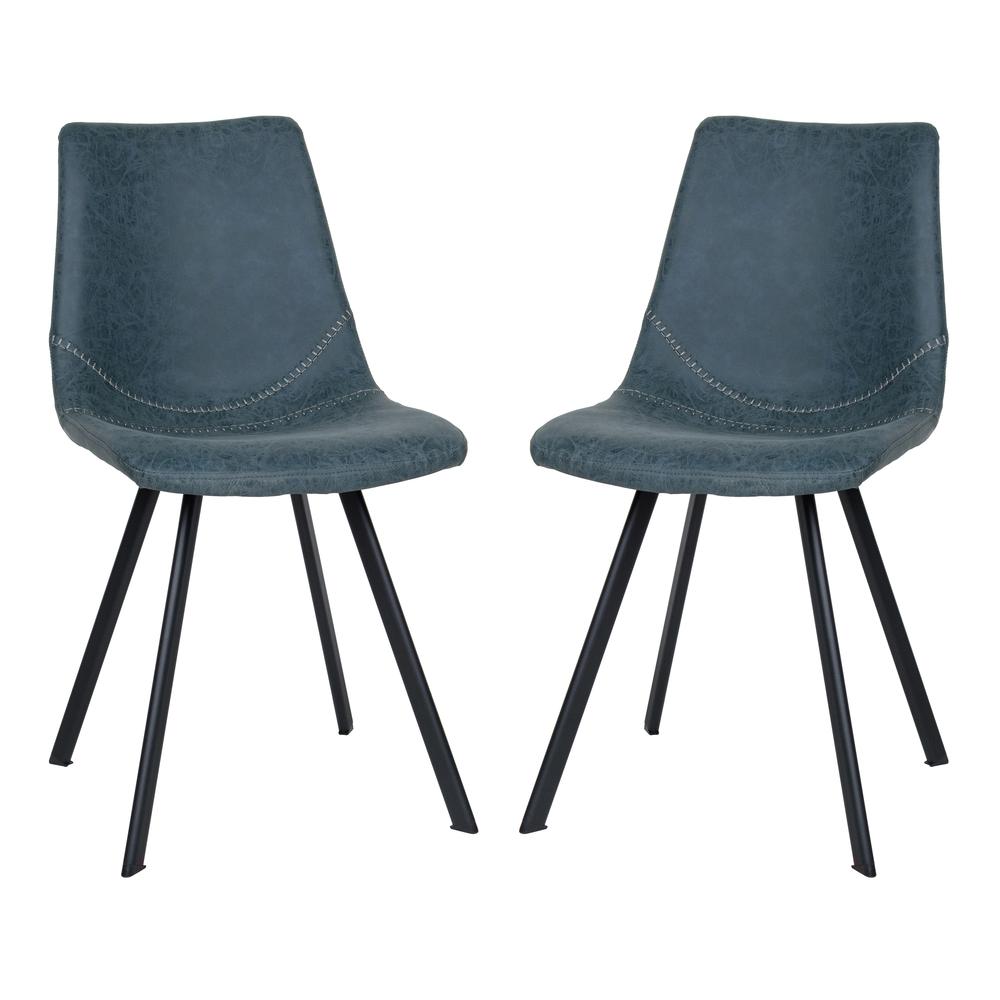Markley Modern Leather Dining Chair With Metal Legs Set of 2. Picture 3