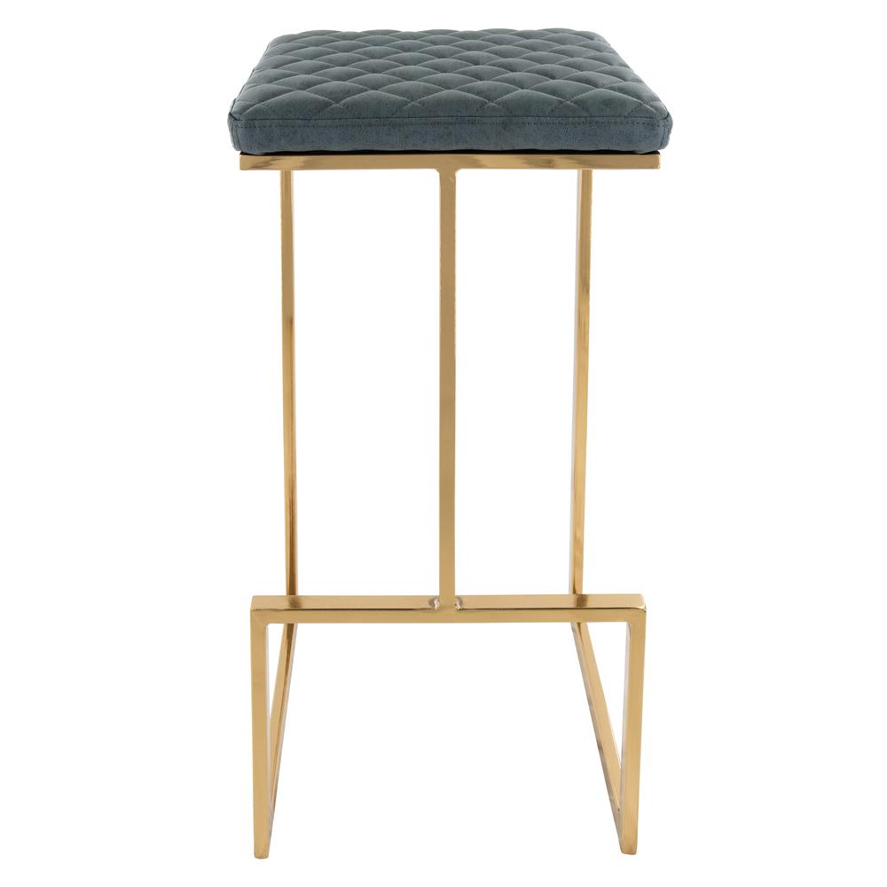 Quincy Quilted Stitched Leather Bar Stools With Gold Metal Frame. Picture 2