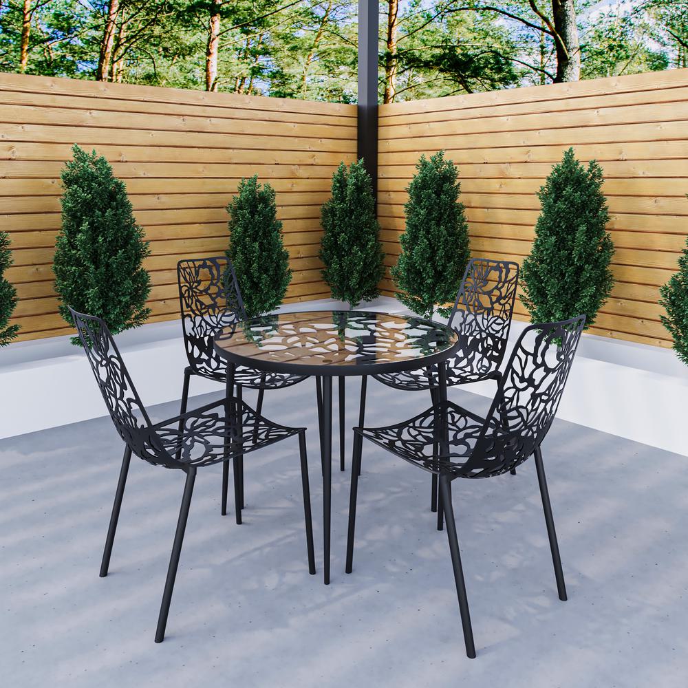 5-Piece Aluminum Outdoor Patio Dining Set with Tempered Glass Top Table. Picture 9