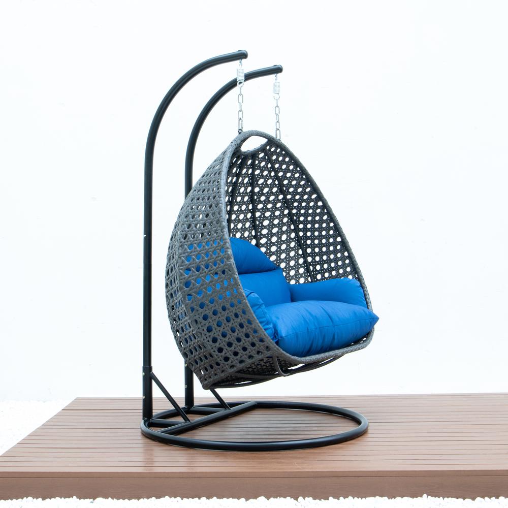 Charcoal Wicker Hanging 2 person Egg Swing Chair. Picture 4
