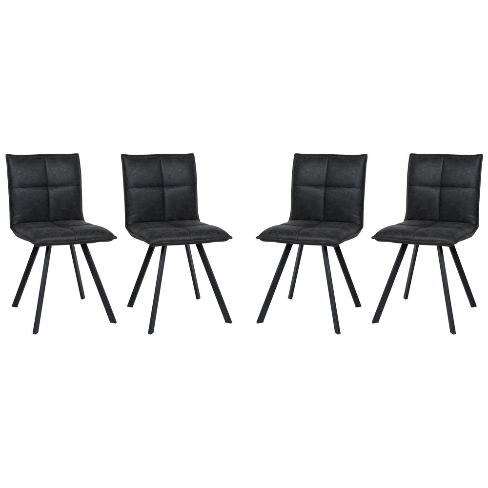 Wesley Modern Leather Dining Chair With Metal Legs Set of 4. Picture 4